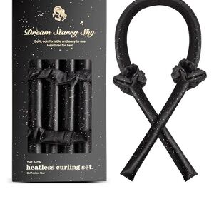 Black Satin Heatless Curling Set – No-Heat Hair Rollers